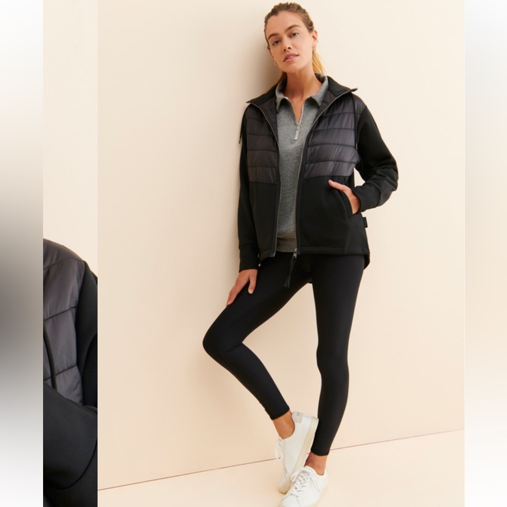 Varley Black Quilted Paneled Jacket
